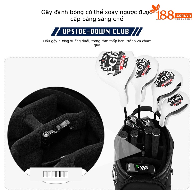 Túi đựng gậy golf PGM vỏ cứng có thể thu gọn, cao 127 cm, chứa 13 gậy — QB173-Tất cả màu đen