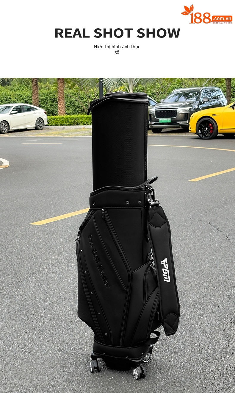 Túi đựng gậy golf PGM vỏ cứng có thể thu gọn, cao 127 cm, chứa 13 gậy — QB173-Tất cả màu đen chi tiết 9