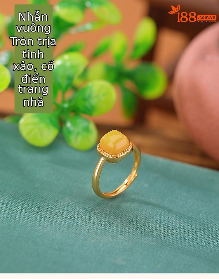 Nhẫn bạc S925 hình vuông phong cách hình học tối giản — Kiểu màu bạc chi tiết 2