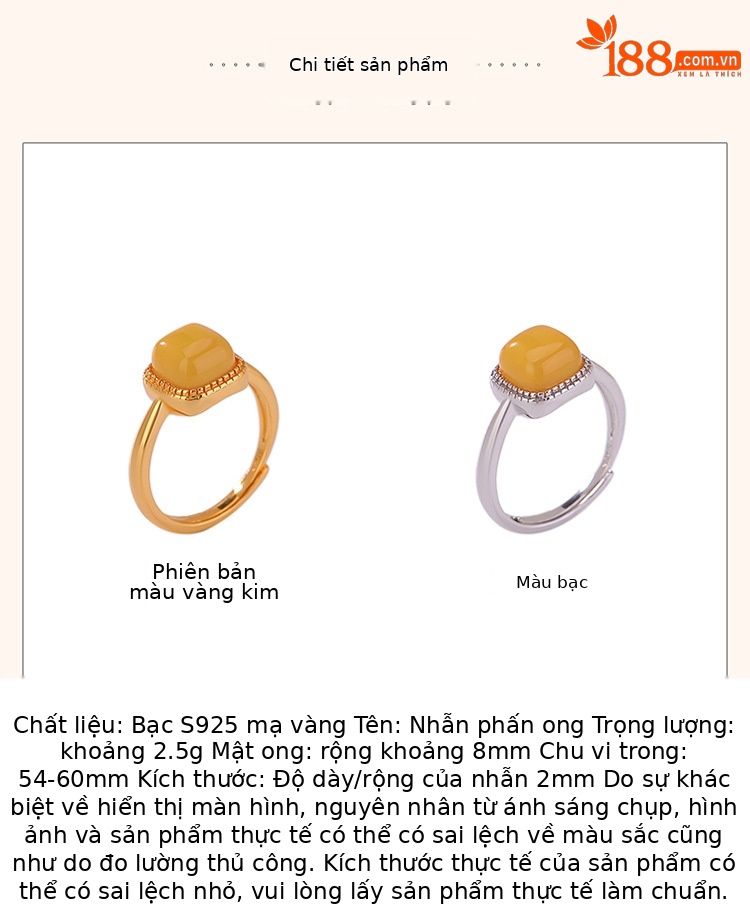 Nhẫn bạc S925 hình vuông phong cách hình học tối giản — Kiểu màu bạc chi tiết 3