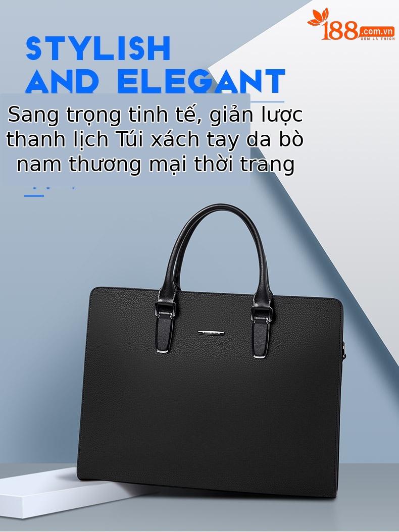 Cặp da bò công sở nam cao cấp Hoàng Đế Paul – túi xách tay đeo vai đựng tài liệu chi tiết 1