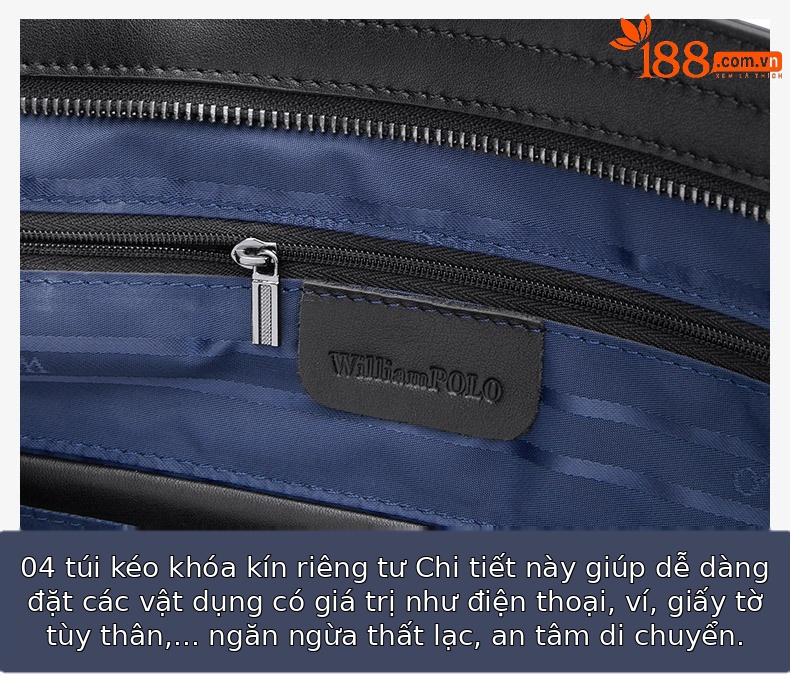 Cặp da bò công sở nam cao cấp Hoàng Đế Paul – túi xách tay đeo vai đựng tài liệu chi tiết 14