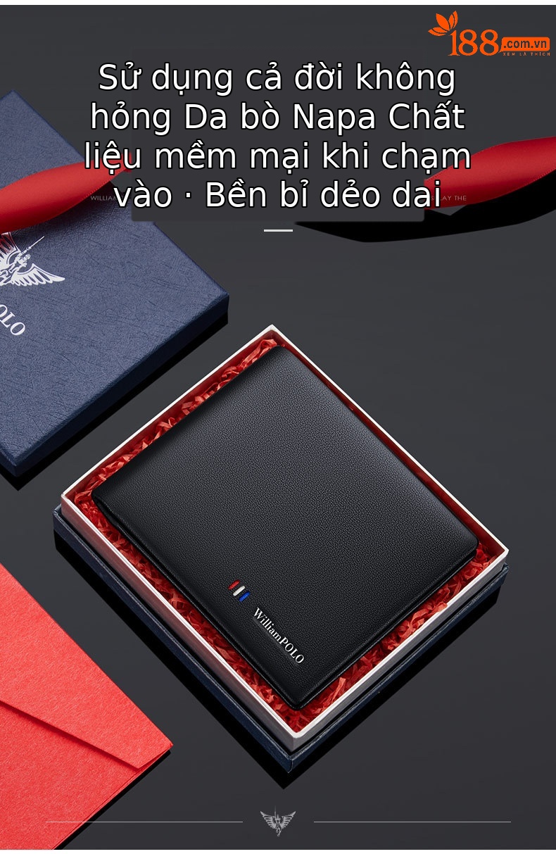 Ví nam ngắn da bò siêu mỏng đa khe thẻ cao cấp chi tiết 4