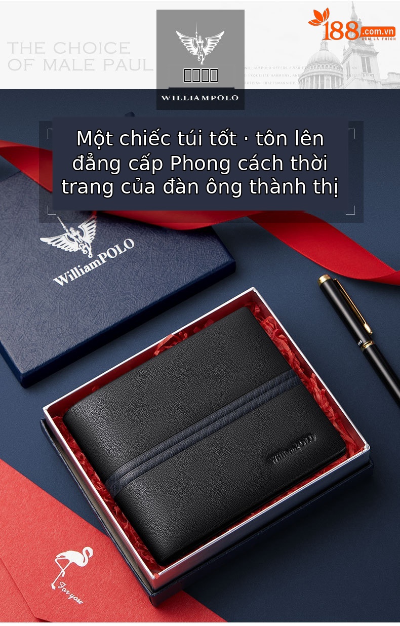 Ví nam gập mini da bò mềm Emperor Paul cao cấp chi tiết 1