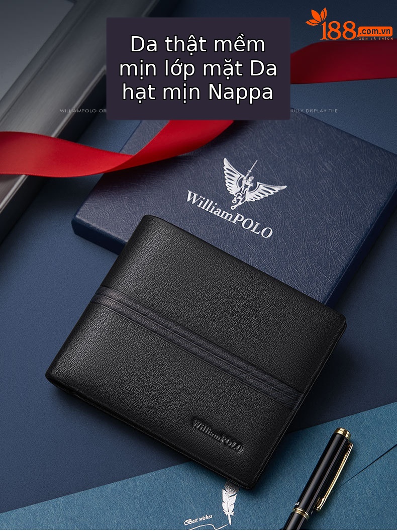 Ví nam gập mini da bò mềm Emperor Paul cao cấp chi tiết 2