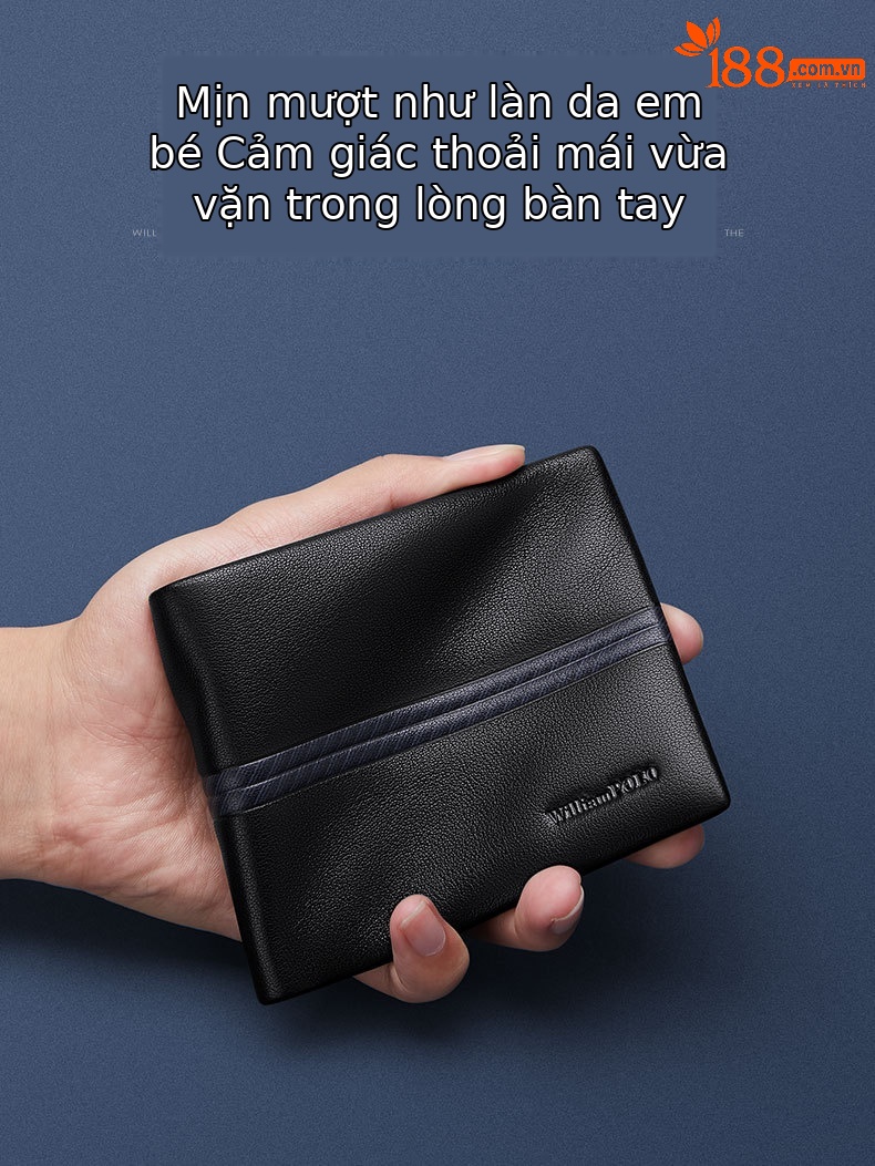 Ví nam gập mini da bò mềm Emperor Paul cao cấp chi tiết 4
