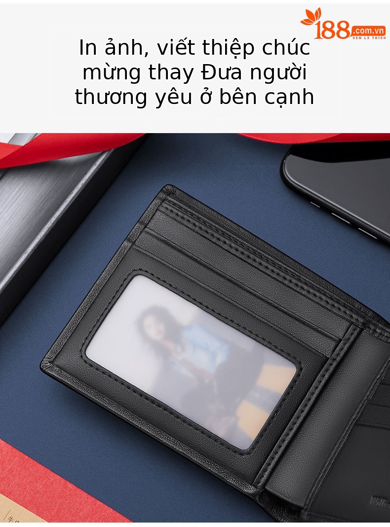 Ví nam gập mini da bò mềm Emperor Paul cao cấp chi tiết 5
