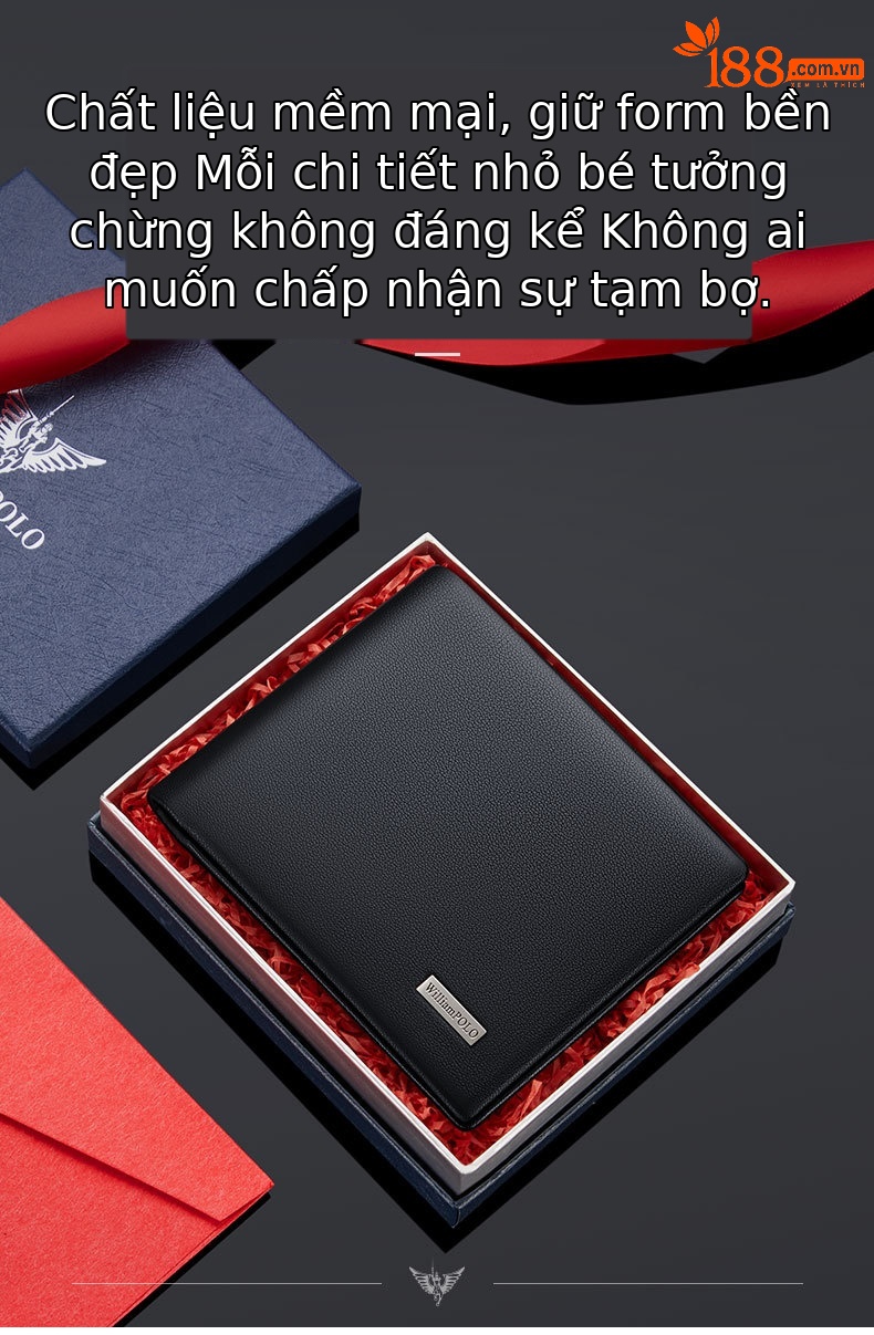 Ví da bò lớp đầu cao cấp Emperor Paul cho nam – kiểu dáng công sở thời trang chi tiết 9
