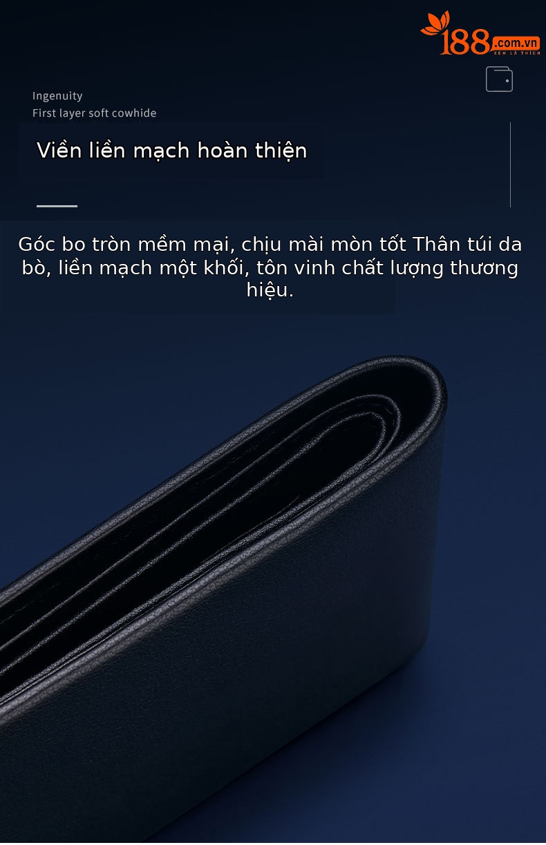 Ví nam da bò thật gập mini Emperor Paul 2024 nhiều ngăn thẻ chi tiết 6