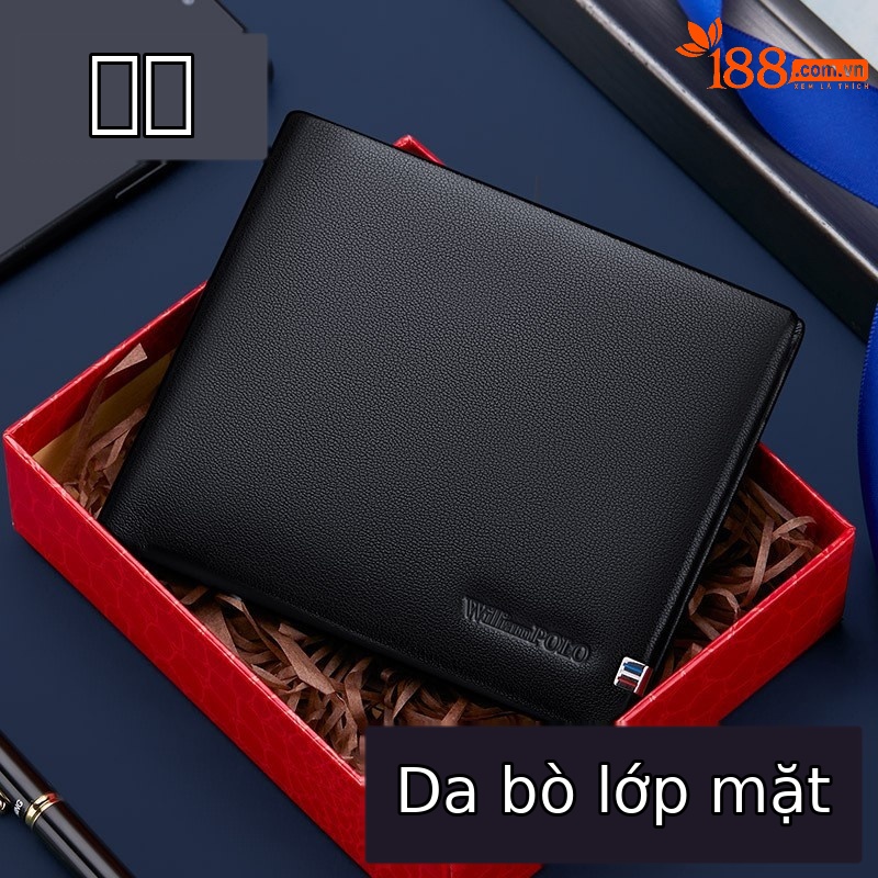 Ví da nam gập mini cao cấp Emperor Paul da bò thật