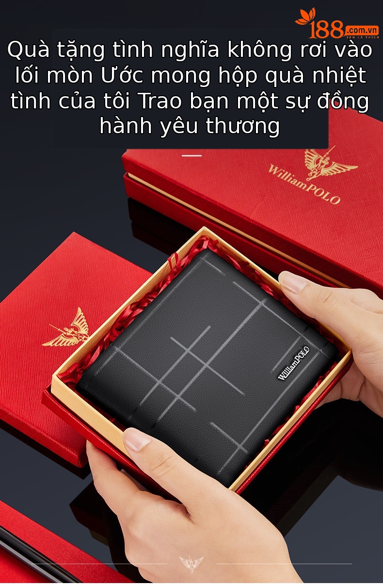 Ví da thật nam ngắn Emperor Paul đa năng đựng thẻ doanh nhân chi tiết 6
