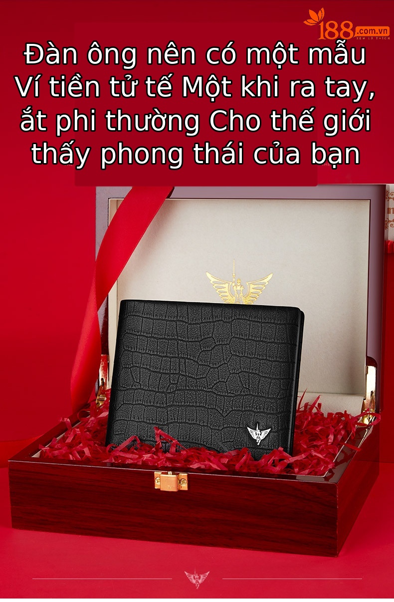 Ví nam gập mini da bò vân cá sấu Emperor Paul cao cấp chi tiết 2