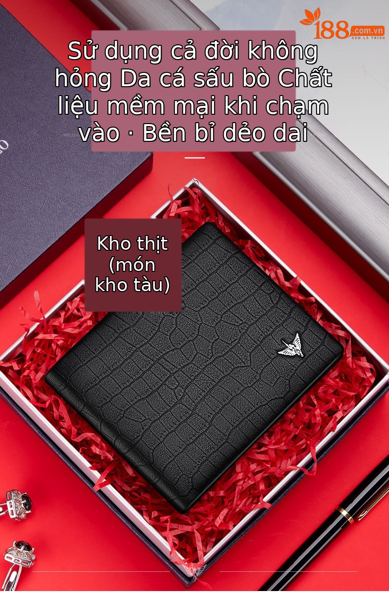 Ví nam gập mini da bò vân cá sấu Emperor Paul cao cấp chi tiết 4