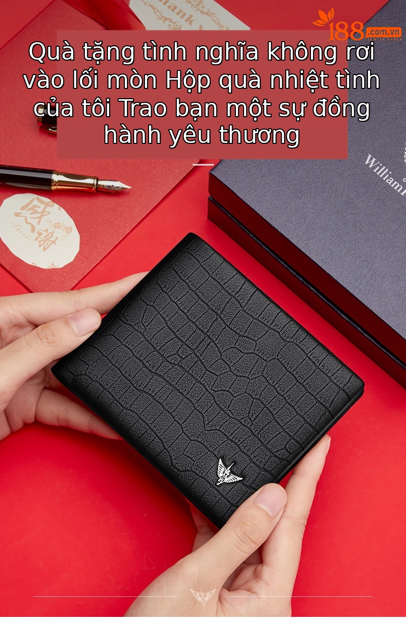 Ví nam gập mini da bò vân cá sấu Emperor Paul cao cấp chi tiết 6