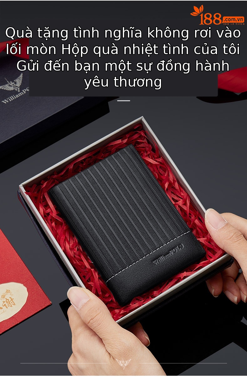 Ví card holder nam da thật Emperor Paul mỏng nhẹ đựng thẻ từ mini chi tiết 5