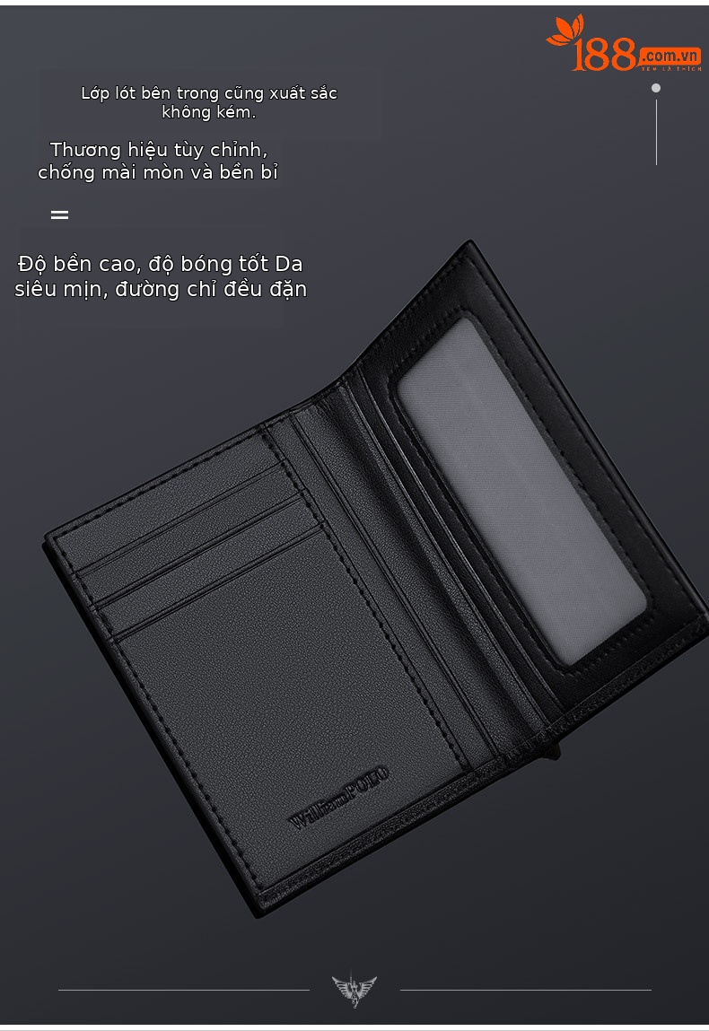 Ví card holder nam da thật Emperor Paul mỏng nhẹ đựng thẻ từ mini chi tiết 7