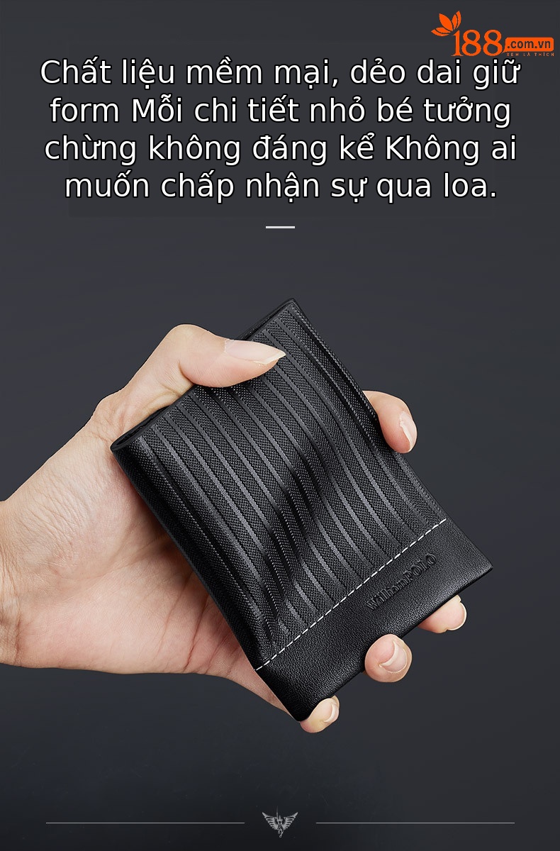 Ví card holder nam da thật Emperor Paul mỏng nhẹ đựng thẻ từ mini chi tiết 8