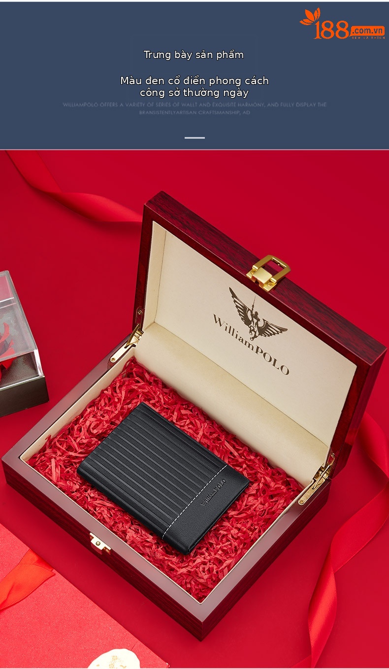 Ví card holder nam da thật Emperor Paul mỏng nhẹ đựng thẻ từ mini chi tiết 10