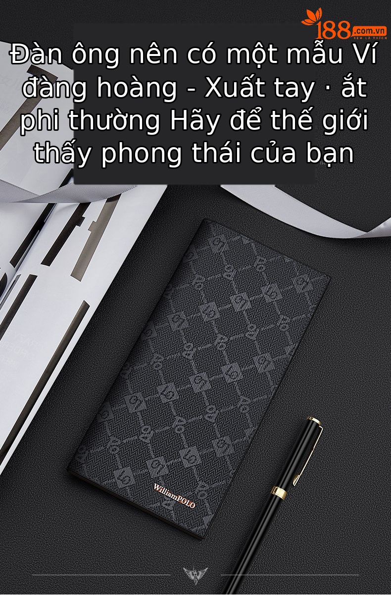 Ví da dài nam Emperor Paul mỏng nhẹ phong cách thời trang cao cấp chi tiết 2