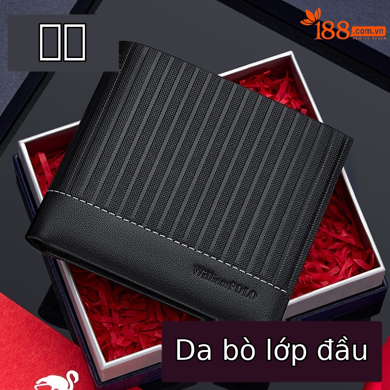 Ví da bò nam gập mini cao cấp Hoàng Đế Paul