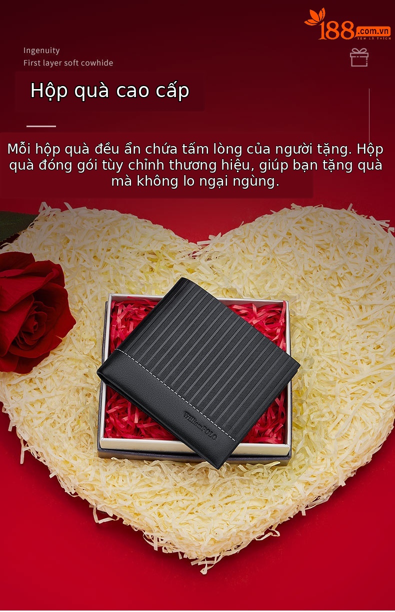 Ví da bò nam gập mini cao cấp Hoàng Đế Paul chi tiết 4