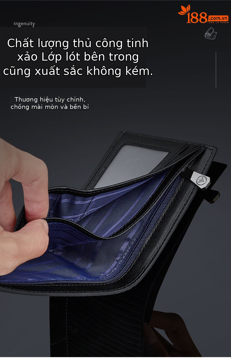 Ví da bò nam gập mini cao cấp Hoàng Đế Paul chi tiết 5