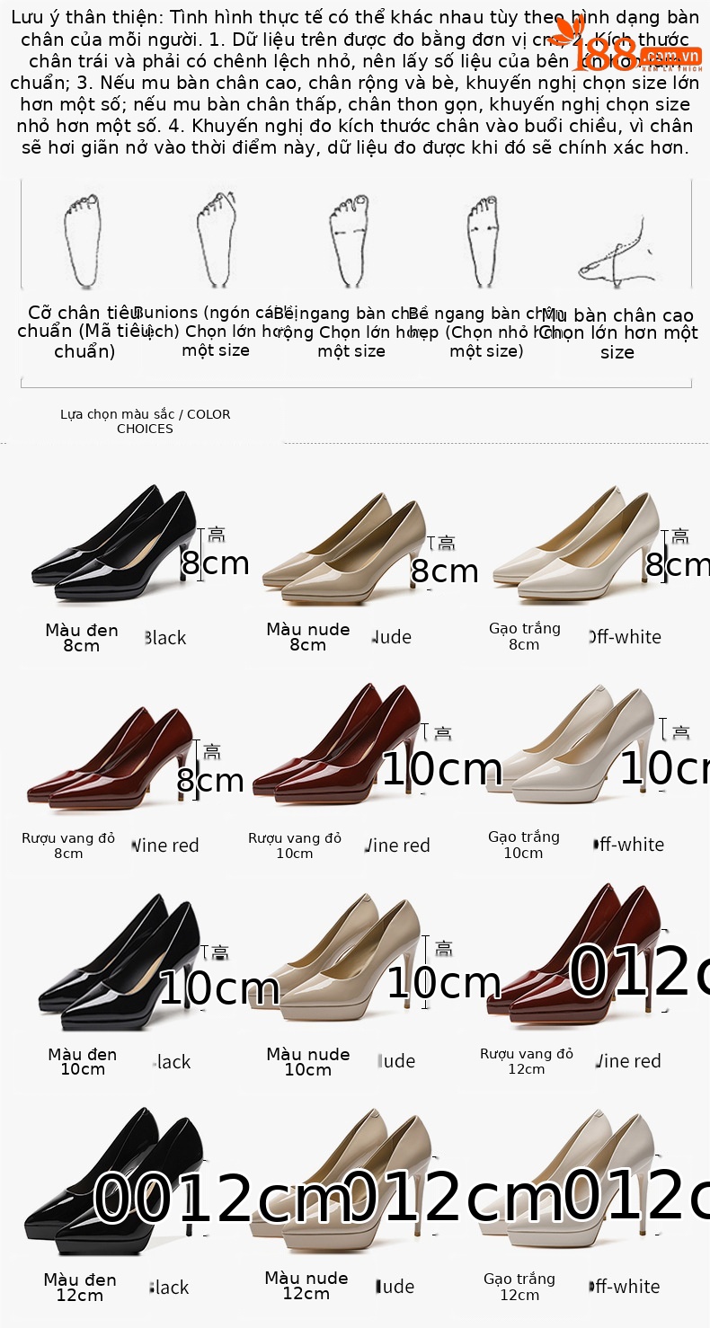 Giày cao gót mũi nhọn gót nhọn nữ đế chống thấm nước, gót 12 cm — Màu nude-12cm chi tiết 3