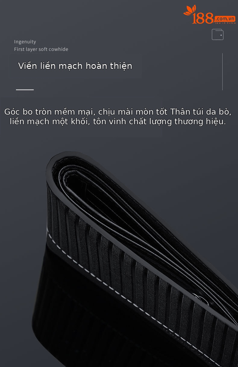 Ví dài da bò Emperor Paul nam công sở mỏng nhẹ nhiều khe thẻ chi tiết 3