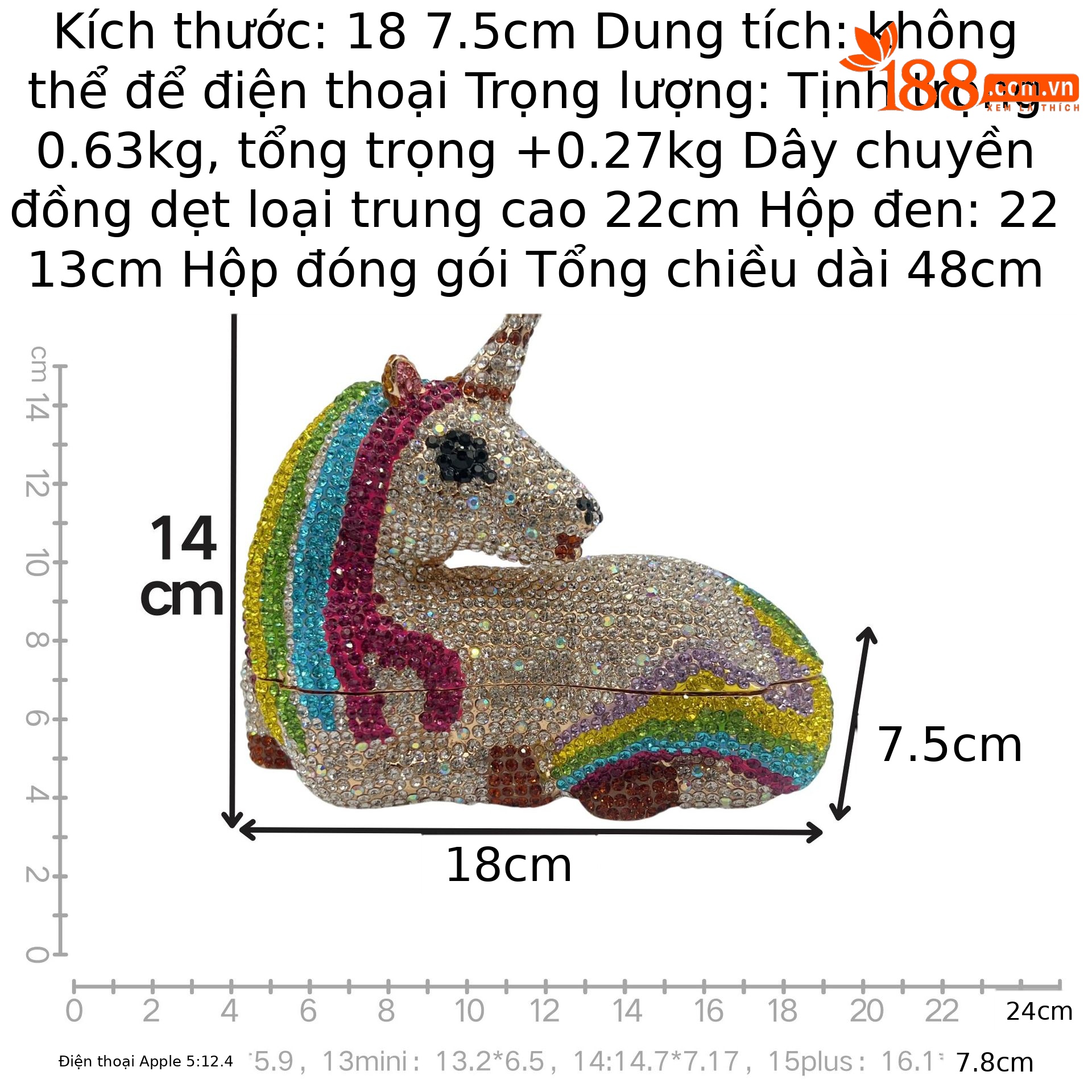 Túi clutch nữ hình kỳ lân đính kim cương giả dự tiệc — Nền vàng màu trắng, vàng sâm panh, bạc đen, màu bạc chi tiết 1