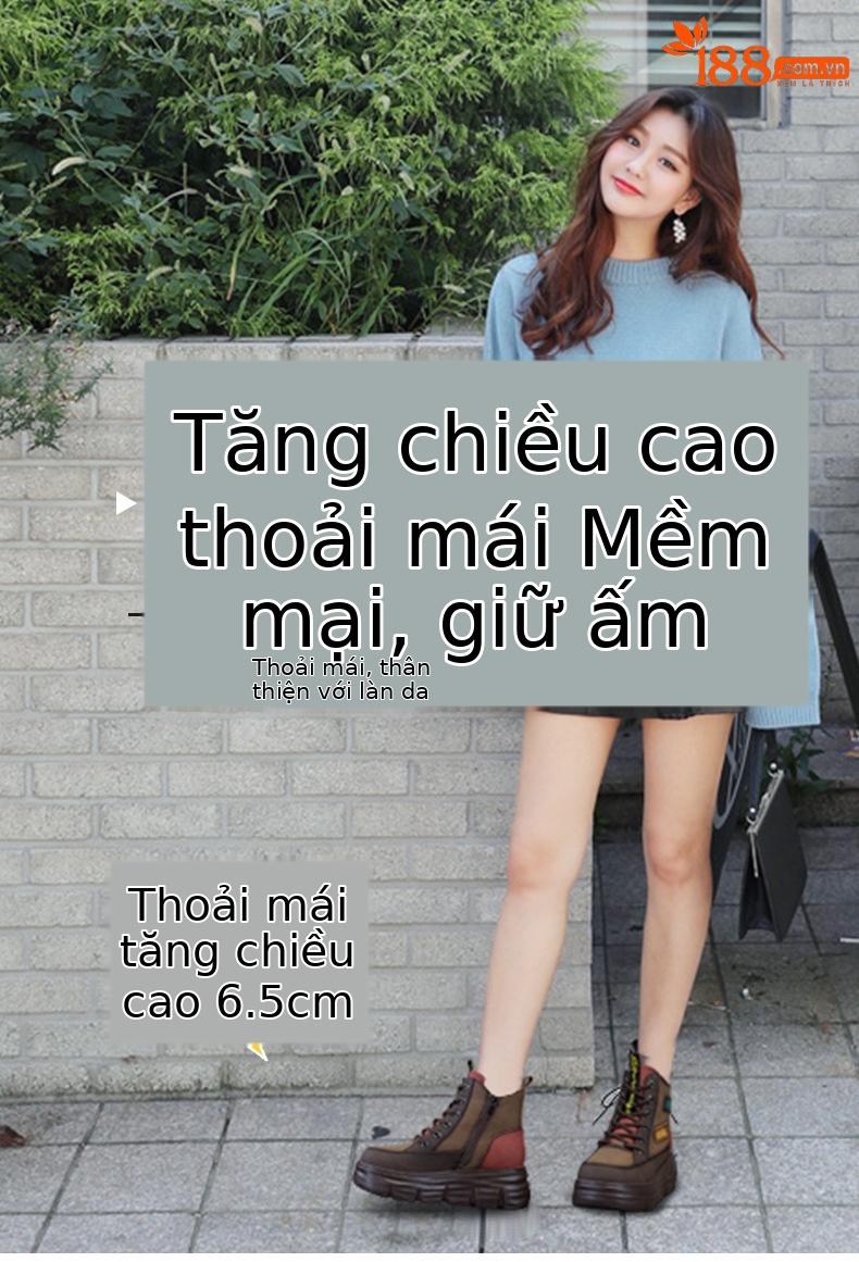 Boot nữ cổ ngắn đế dày tăng chiều cao phong cách retro phối màu — M2693-1 đỏ lót nhung, M2693 màu xanh lá cây một lớp, M2693-1 xanh lục lót nhung, M2693 màu đỏ một lớp bên trong chi tiết 1