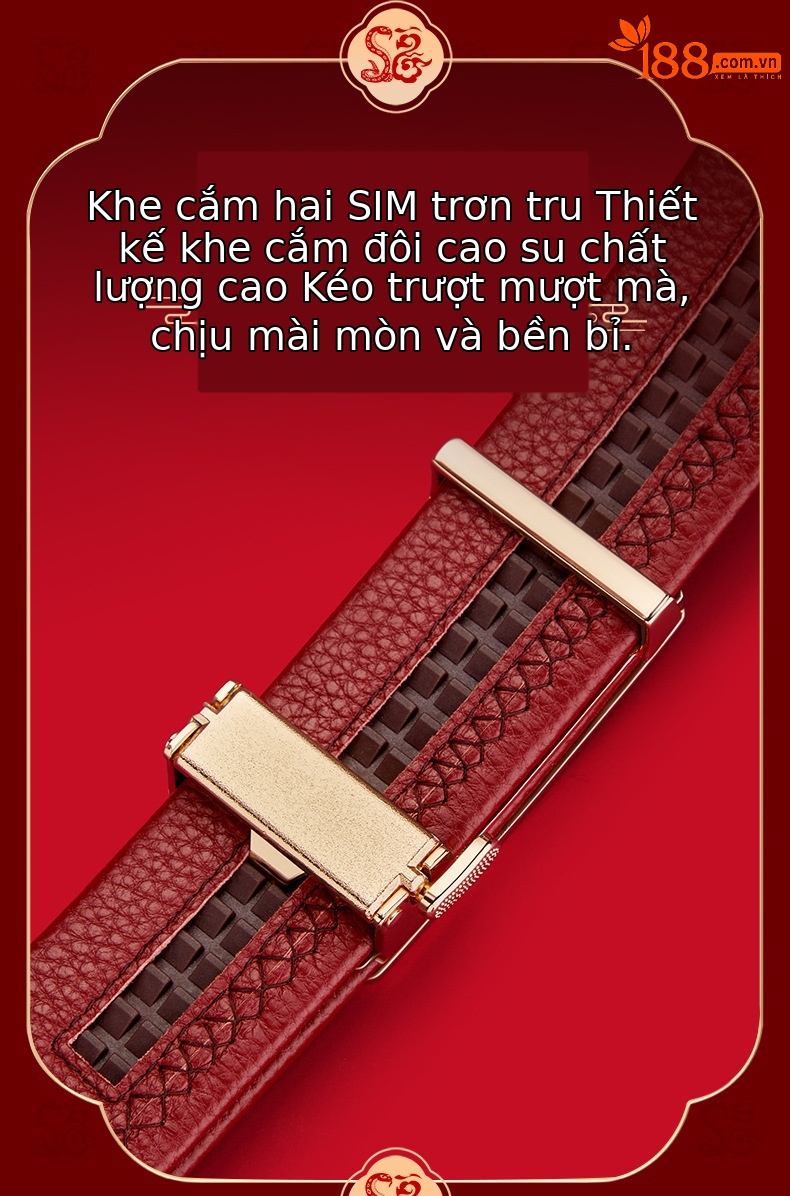 Thắt lưng da nam cao cấp Emperor Paul màu đỏ bản vừa khóa vàng — 120cm, 130cm, 110cm, 125cm chi tiết 13