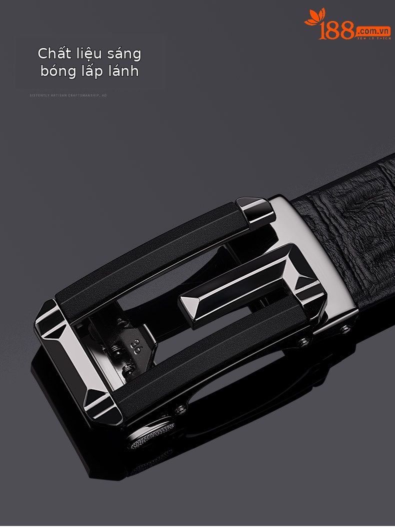 Thắt lưng nam da bò cao cấp Emperor Paul họa tiết cá sấu công sở thời trang — 120cm, 130cm, 110cm, 125cm chi tiết 2