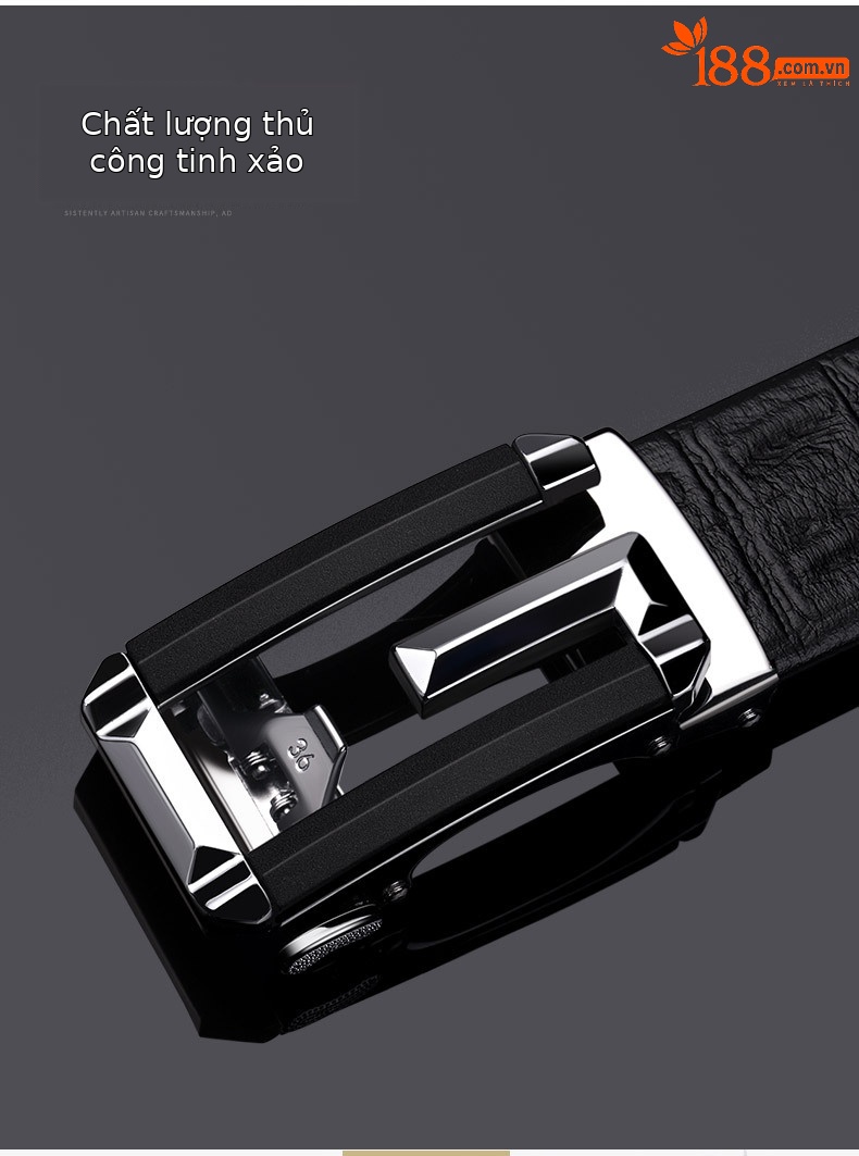 Thắt lưng nam da bò cao cấp Emperor Paul họa tiết cá sấu công sở thời trang — 120cm, 130cm, 110cm, 125cm chi tiết 3