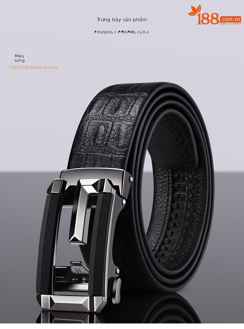 Thắt lưng nam da bò cao cấp Emperor Paul họa tiết cá sấu công sở thời trang — 120cm, 130cm, 110cm, 125cm chi tiết 9