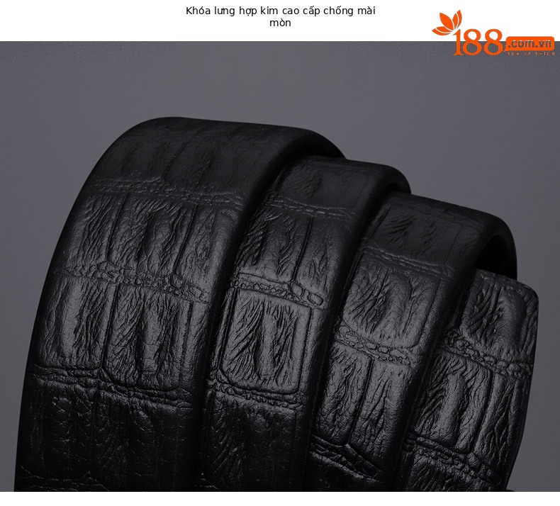 Thắt lưng nam da bò cao cấp Emperor Paul họa tiết cá sấu công sở thời trang — 120cm, 130cm, 110cm, 125cm chi tiết 17
