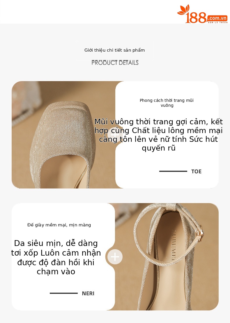 Giày Mary Jane nữ gót vuông mũi vuông da lộn phong cách Hàn Quốc — Màu đen chi tiết 1