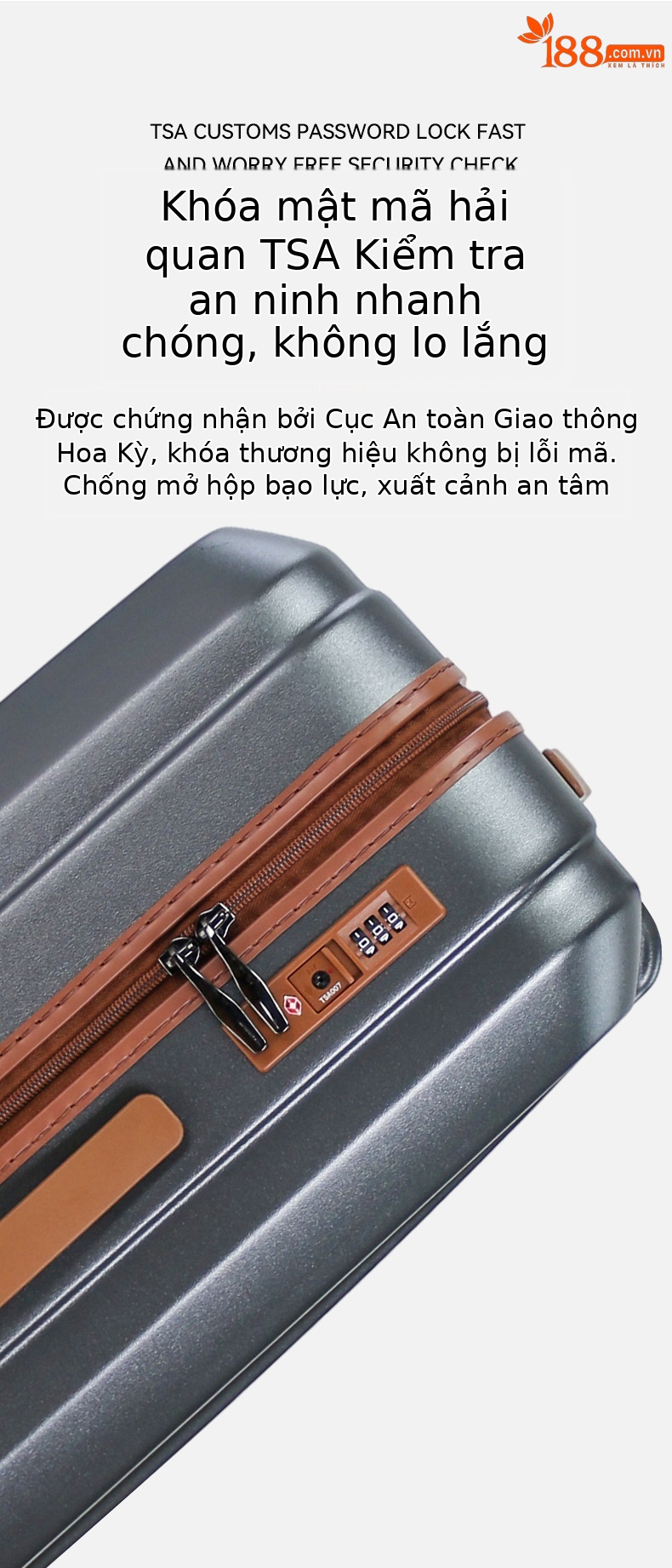 Vali kéo chống cháy nổ 20 inch nhỏ gọn lên máy bay — kẻ sọc trắng, Mỏng mờ màu đen, Xanh lục nhạt nhám mịn, Xám đậm nhám mịn chi tiết 6