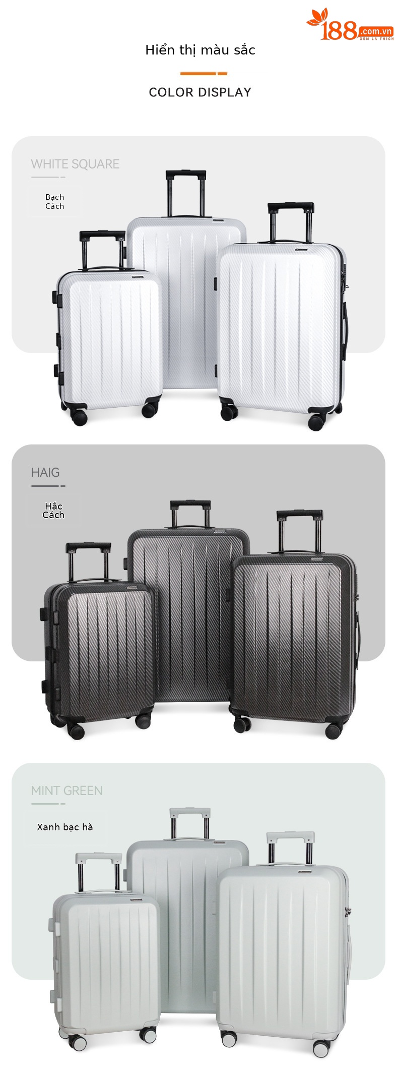 Vali kéo chống cháy nổ 20 inch nhỏ gọn lên máy bay — kẻ sọc trắng, Mỏng mờ màu đen, Xanh lục nhạt nhám mịn, Xám đậm nhám mịn chi tiết 11