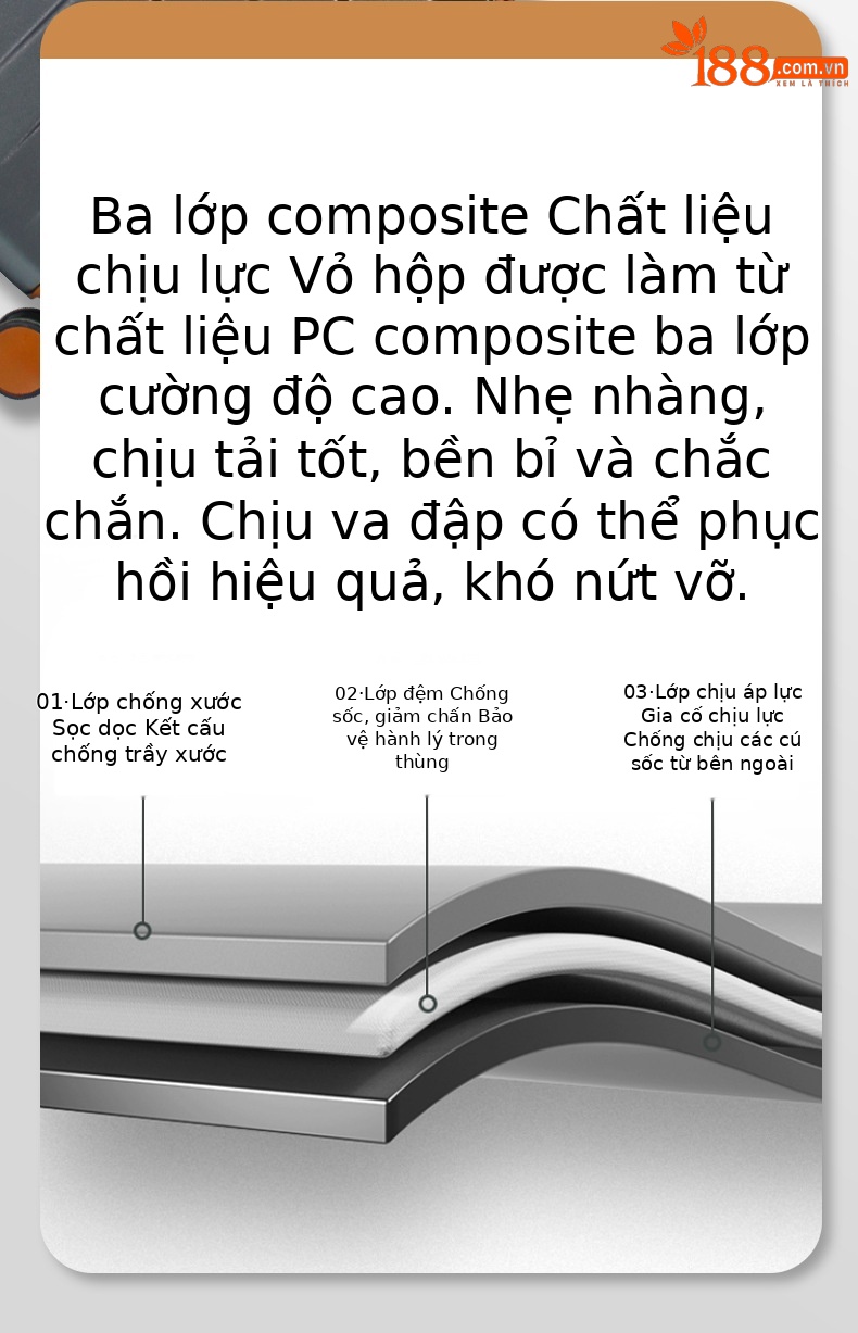 Vali kéo chống cháy nổ 20 inch nhỏ gọn lên máy bay — kẻ sọc trắng, Mỏng mờ màu đen, Xanh lục nhạt nhám mịn, Xám đậm nhám mịn chi tiết 3