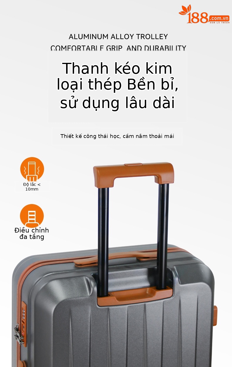 Vali kéo chống cháy nổ 20 inch nhỏ gọn lên máy bay — kẻ sọc trắng, Mỏng mờ màu đen, Xanh lục nhạt nhám mịn, Xám đậm nhám mịn chi tiết 4