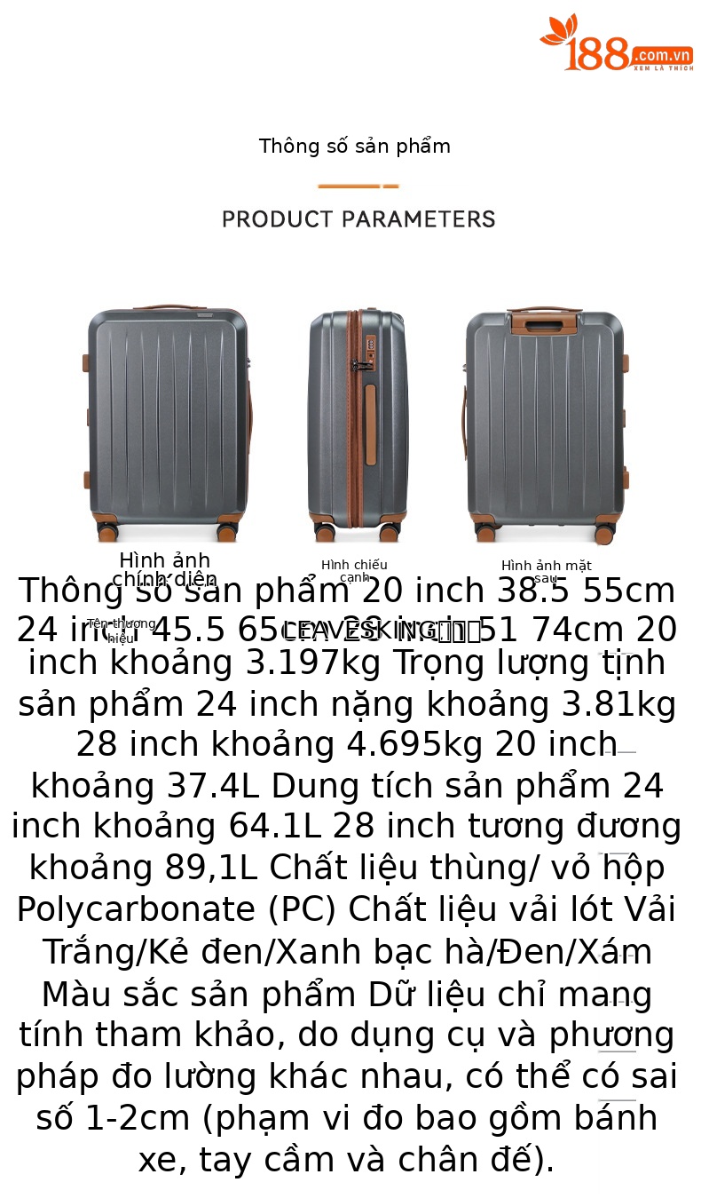 Vali kéo chống cháy nổ 20 inch nhỏ gọn lên máy bay — kẻ sọc trắng, Mỏng mờ màu đen, Xanh lục nhạt nhám mịn, Xám đậm nhám mịn chi tiết 10