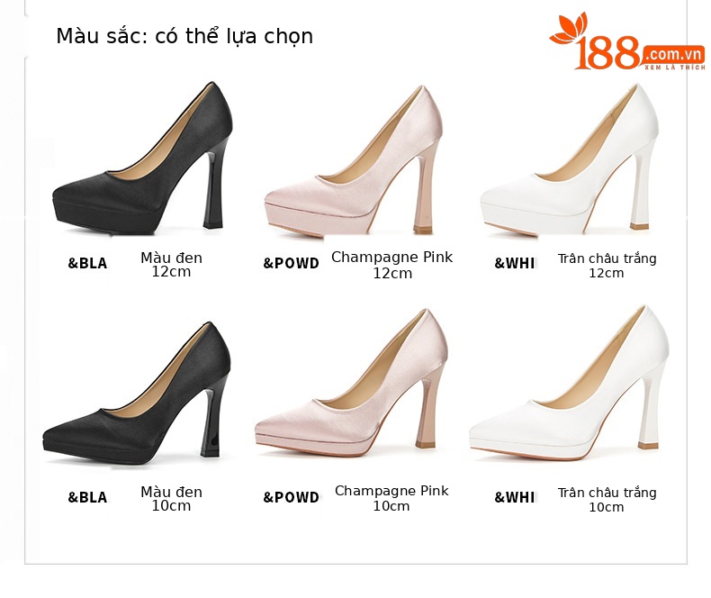Giày cao gót nữ mũi nhọn đế xuồng platform da lộn, gót 12 cm — Bột sâm banh-12cm chi tiết 1