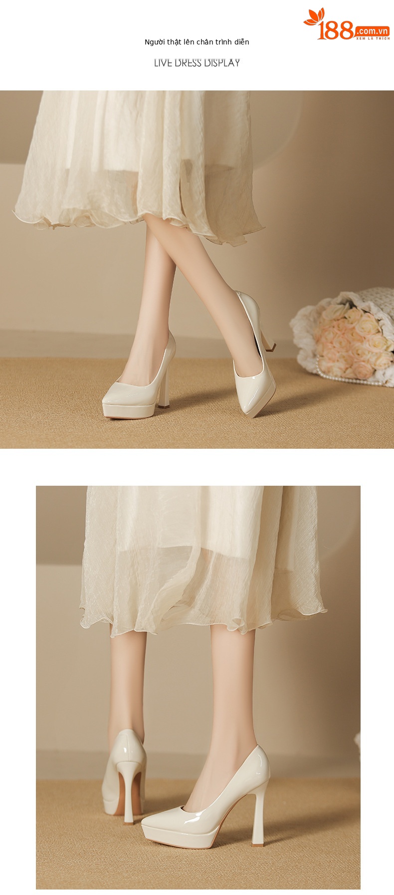 Giày cao gót nữ mũi nhọn gót 12 cm, đế chống thấm nước, không mỏi chân, phù hợp công sở và dự tiệc — Màu khỏa thân-12cm chi tiết 4