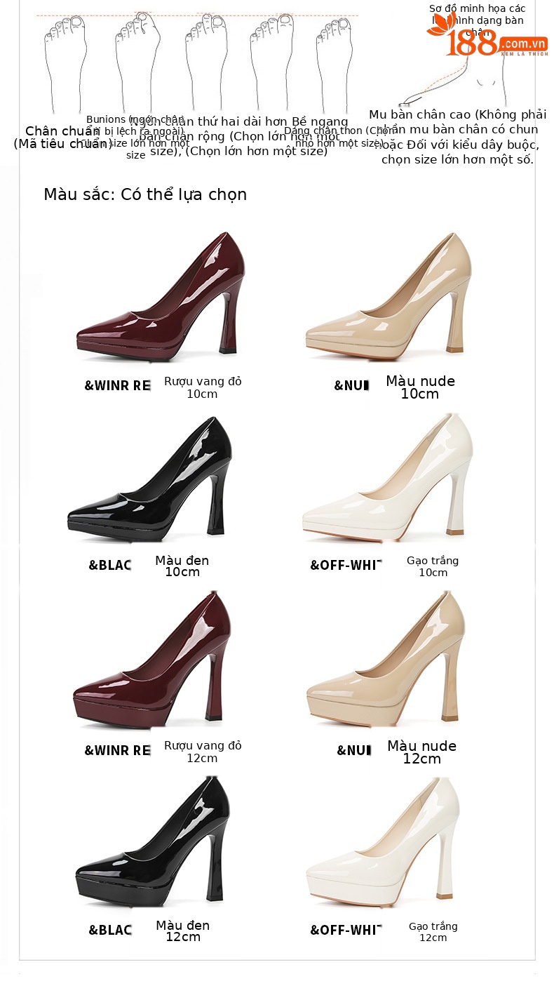 Giày cao gót nữ mũi nhọn gót 12 cm, đế chống thấm nước, không mỏi chân, phù hợp công sở và dự tiệc — Màu khỏa thân-12cm chi tiết 1