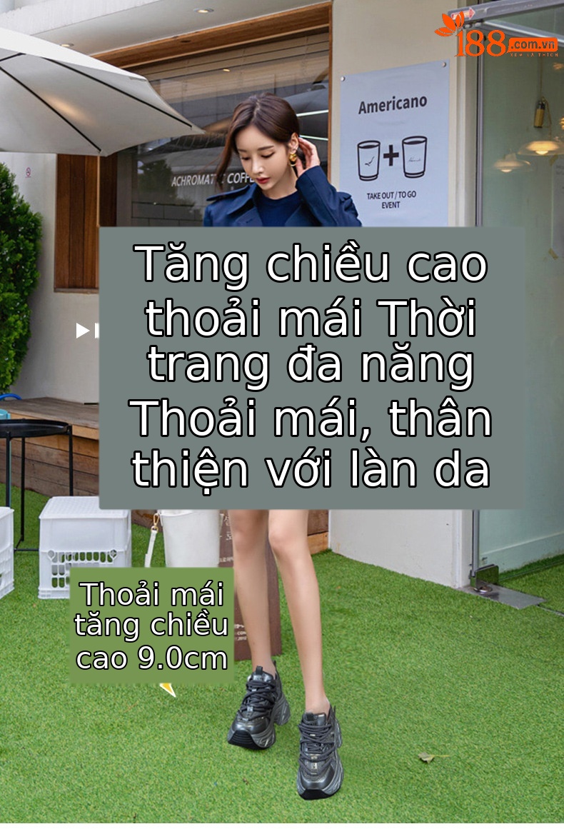 Giày sneaker nữ đế dày chunky tăng chiều cao 9 cm phong cách hot girl — Bạc M2696, M 2696m Màu sắc, M2696 đỏ chi tiết 1