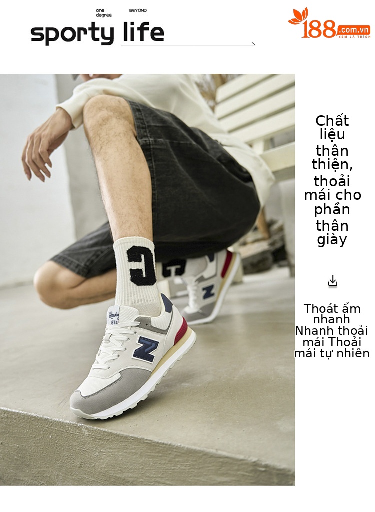 Giày sneaker chạy bộ nữ mesh thoáng khí phong cách cổ điển — 574 xanh hải quân chi tiết 6