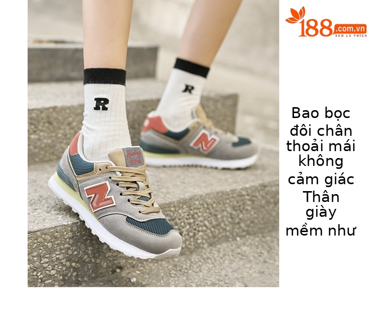 Giày sneaker chạy bộ nữ mesh thoáng khí phong cách cổ điển — 574 xanh hải quân chi tiết 13