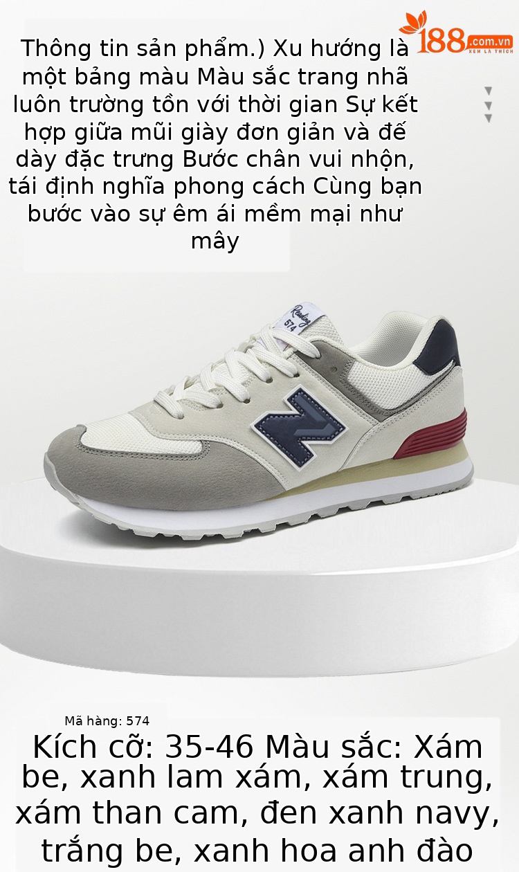 Giày sneaker chạy bộ nữ mesh thoáng khí phong cách cổ điển — 574 xanh hải quân chi tiết 4