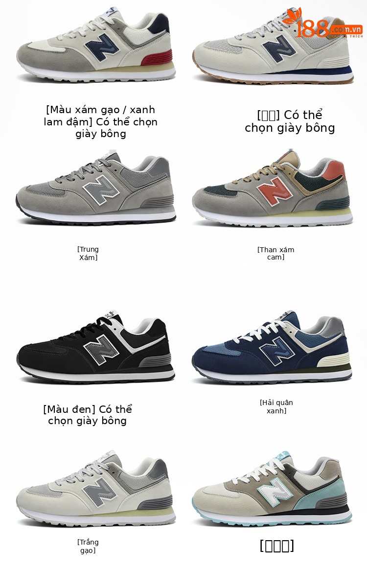 Giày sneaker chạy bộ nữ mesh thoáng khí phong cách cổ điển — 574 xanh hải quân chi tiết 5
