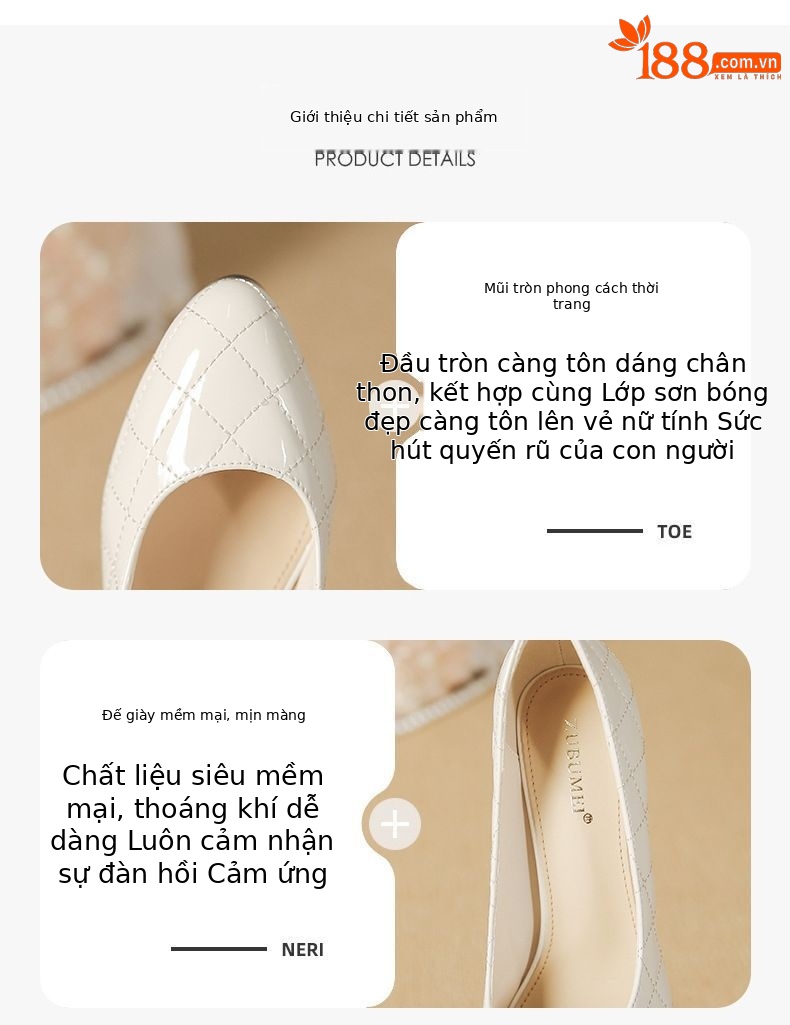 Giày cao gót nữ mũi tròn đế xuồng họa tiết ca rô gót 12 cm — Màu nude-12cm chi tiết 1
